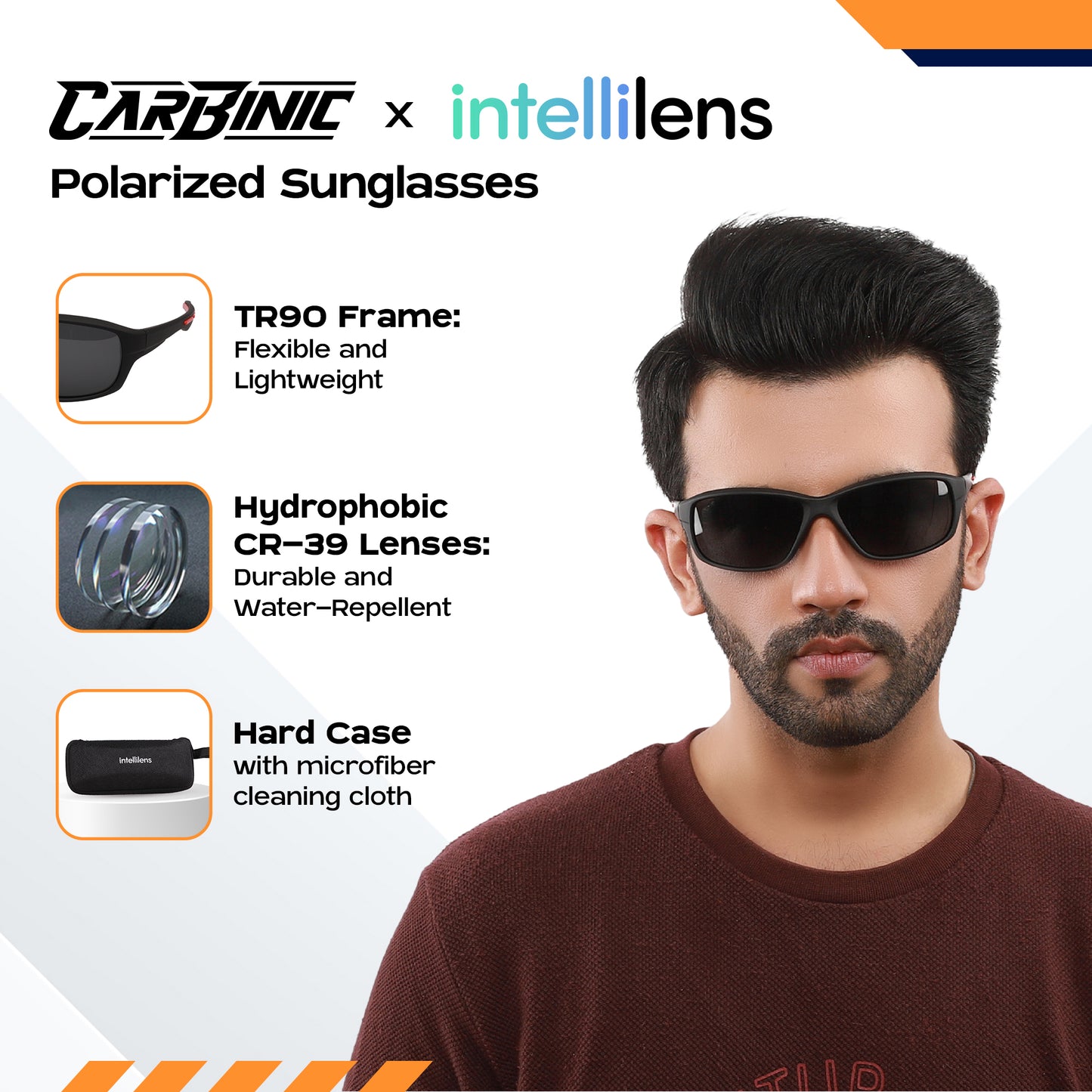 Carbinic x Intellilens Polarized Biker Sunglasses - stylish accessory