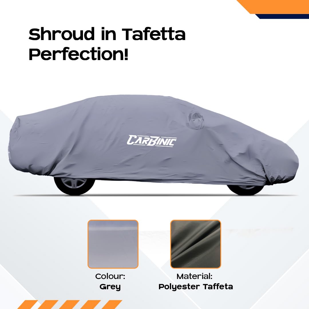 CARBINIC Car Body Cover for Toyota Urban Cruiser 2022 | Water Resistant, UV Protection Car Cover | Scratchproof Body Shield | Dustproof All-Weather | Mirror Pocket & Antenna | Car Accessories, Grey