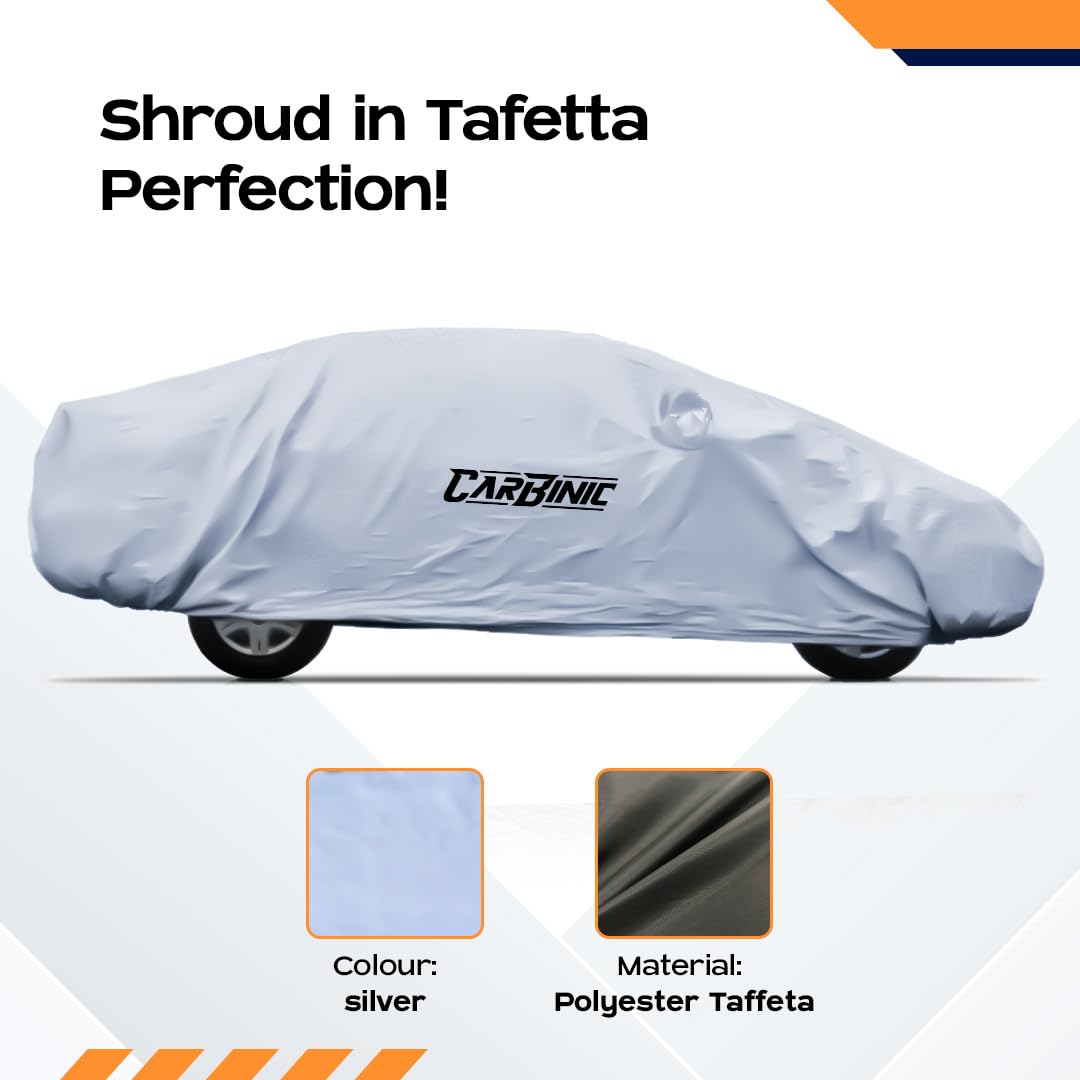 CARBINIC Car Body Cover for Maruti Suzuki XL6 2019 | Water Resistant, UV Protection Car Cover | Scratchproof Body Shield | Dustproof All-Weather | Mirror Pocket & Antenna | Car Accessories, Silver