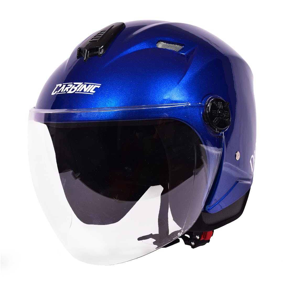 CARBINIC Dame Series Half Face Helmet for Women | ISI Certified | Clear & Scratch Resistant Visor | Lightweight & Stylish | Medium | Navy Blue