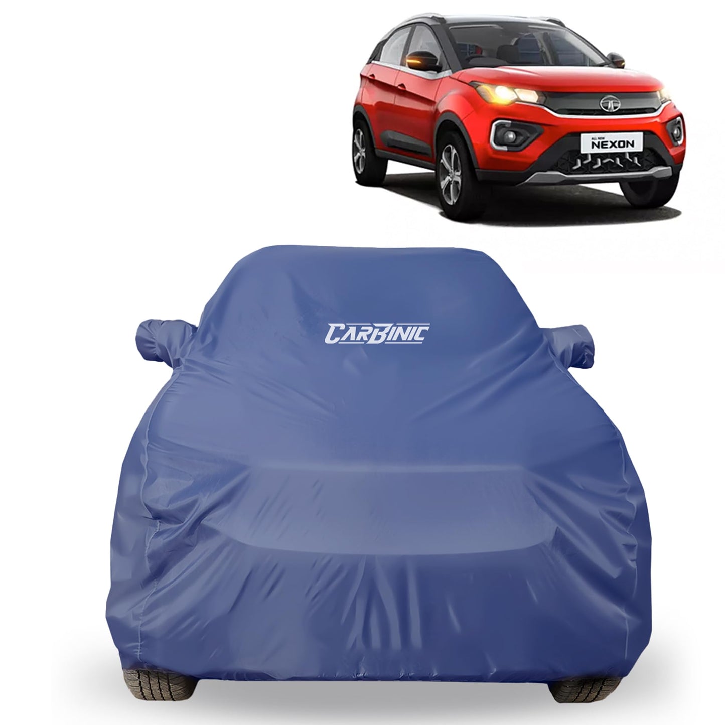 CARBINIC Car Body Cover for Tata Nexon 2020 | Water Resistant, UV Protection Car Cover | Scratchproof Body Shield Dustproof All-Weather Cover Mirror Pocket & Antenna | Car Accessories