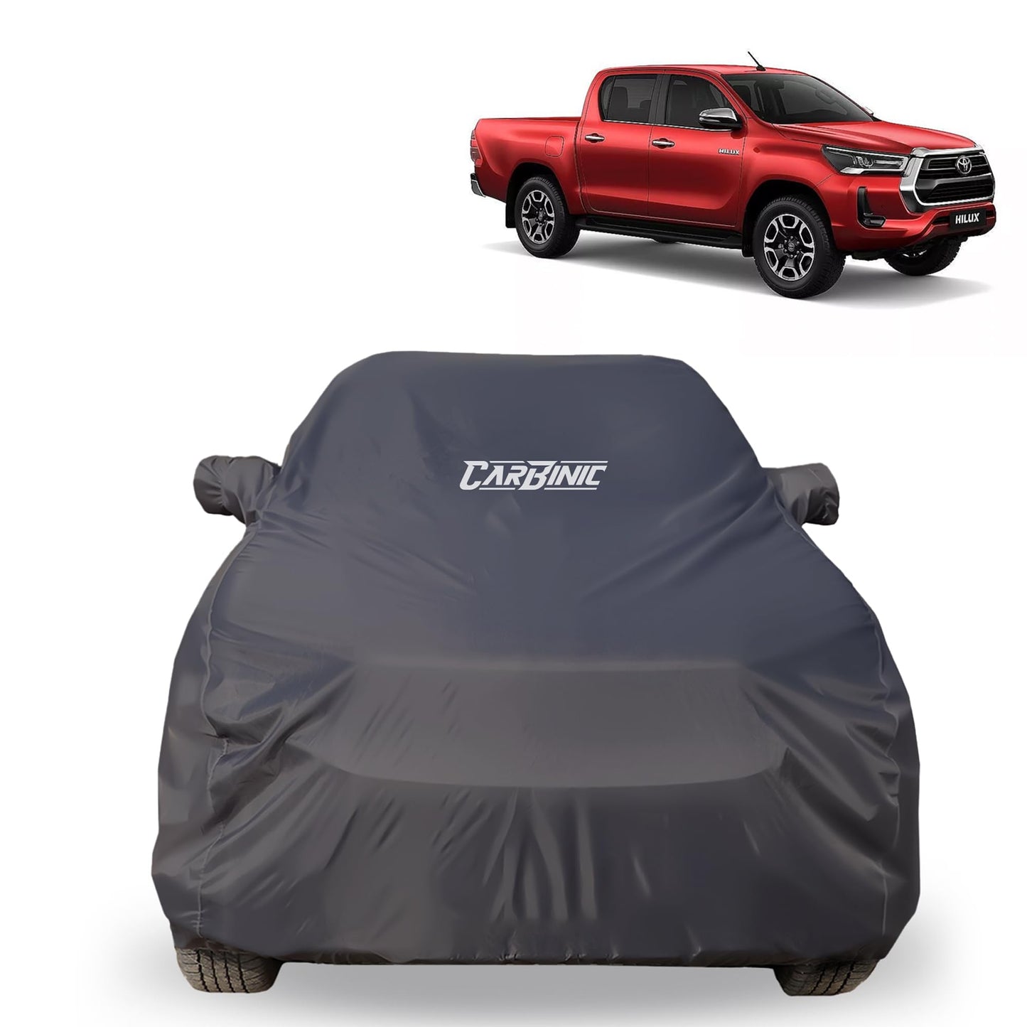 CARBINIC Car Body Cover for Toyota Hilux 2022 | Water Resistant, UV Protection Car Cover | Scratchproof Body Shield Dustproof All-Weather Cover Mirror Pocket & Antenna | Car Accessories