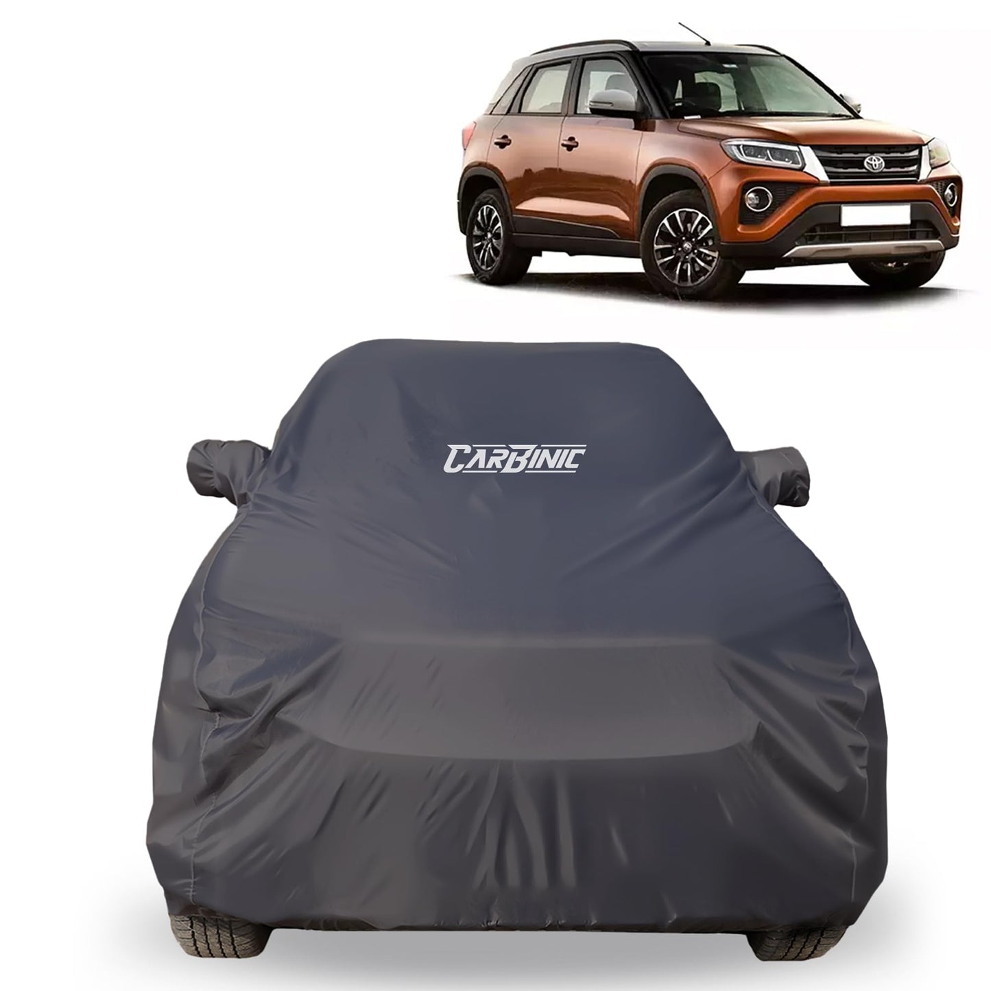 CARBINIC Car Body Cover for Toyota Urban Cruiser 2022 | Water Resistant, UV Protection Car Cover | Scratchproof Body Shield | Dustproof All-Weather Cover | Mirror Pocket & Antenna | Car Accessories