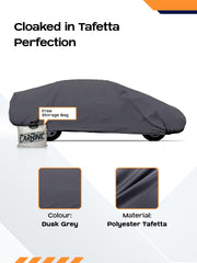 CARBINIC Car Body Cover for Maruti Ertiga 2022 | Water Resistant, UV Protection Car Cover | Scratchproof Body Shield | All-Weather Cover | Mirror Pocket & Antenna | Car Accessories Dusk Grey