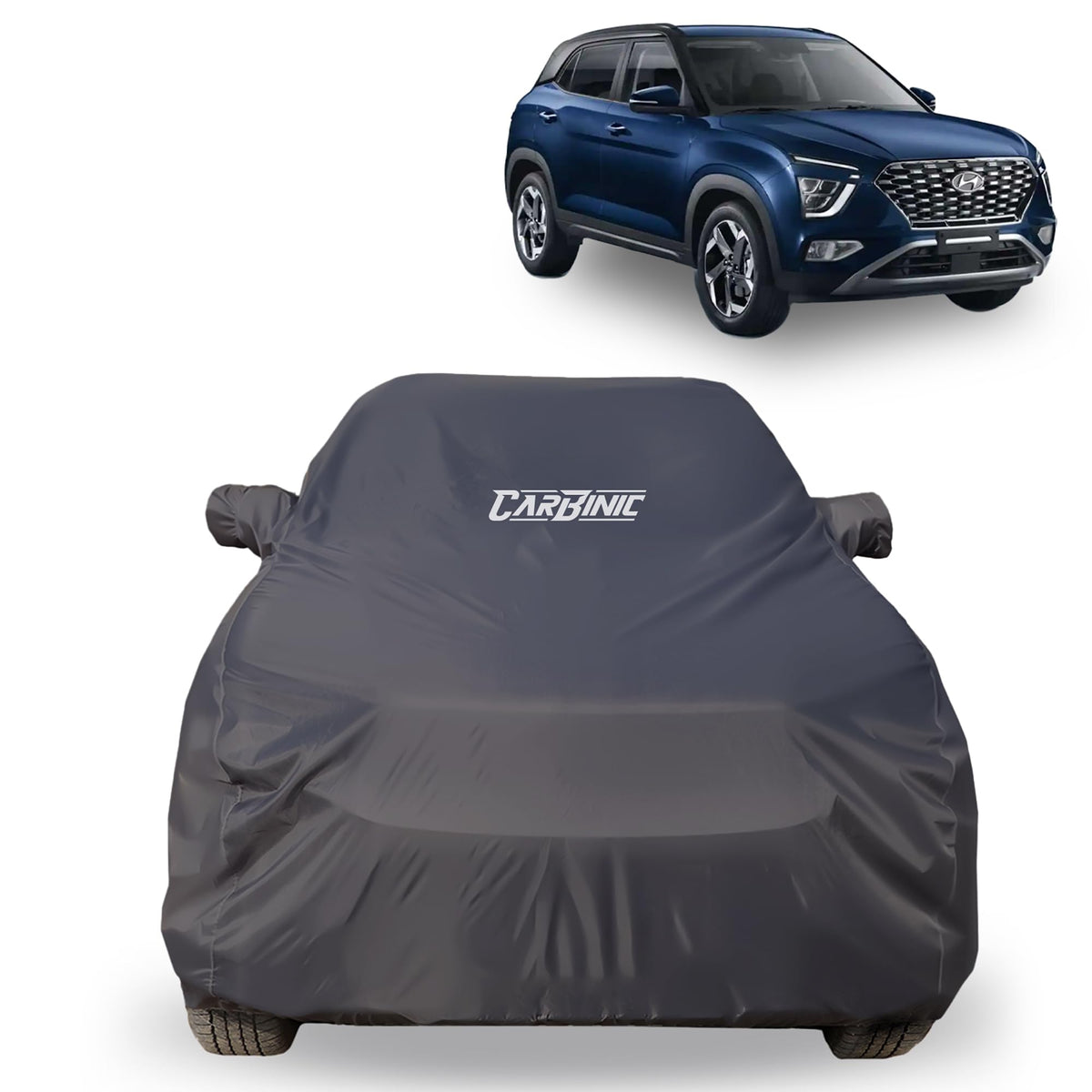CARBINIC Car Body Cover for MG ZS EV 2022 | Water Resistant, UV Protection Car Cover | Scratchproof Body Shield | All-Weather Cover | Mirror Pocket & Antenna | Car Accessories Dusk Grey