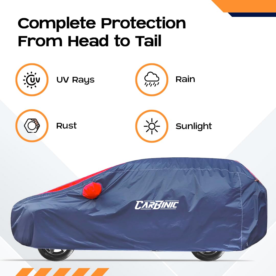 CARBINIC Car Body Cover for Hyundai Venue 2019 | Water Resistant, UV Protection Car Cover | Scratchproof Body Shield | Dustproof All-Weather Cover | Mirror Pocket & Antenna | Car Accessories, Blue Red