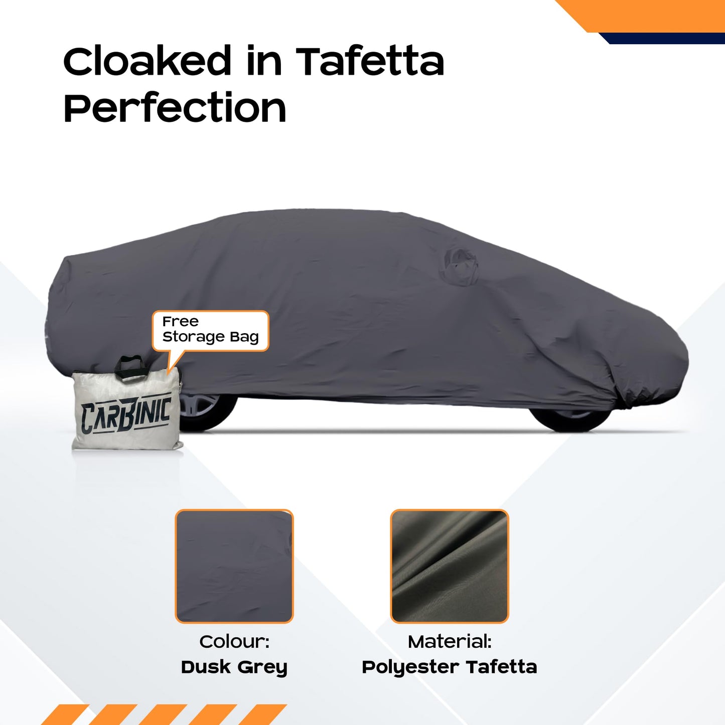 CARBINIC Car Body Cover for Maruti Baleno 2022 | Water Resistant, UV Protection Car Cover | Scratchproof Body Shield | Dustproof All-Weather Cover | Mirror Pocket & Antenna | Car Accessories, Grey