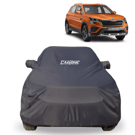 CARBINIC Car Body Cover for Skoda Kushaq 2021 | Water Resistant, UV Protection Car Cover | Scratchproof Body Shield | Dustproof All-Weather Cover | Mirror Pocket & Antenna | Car Accessories