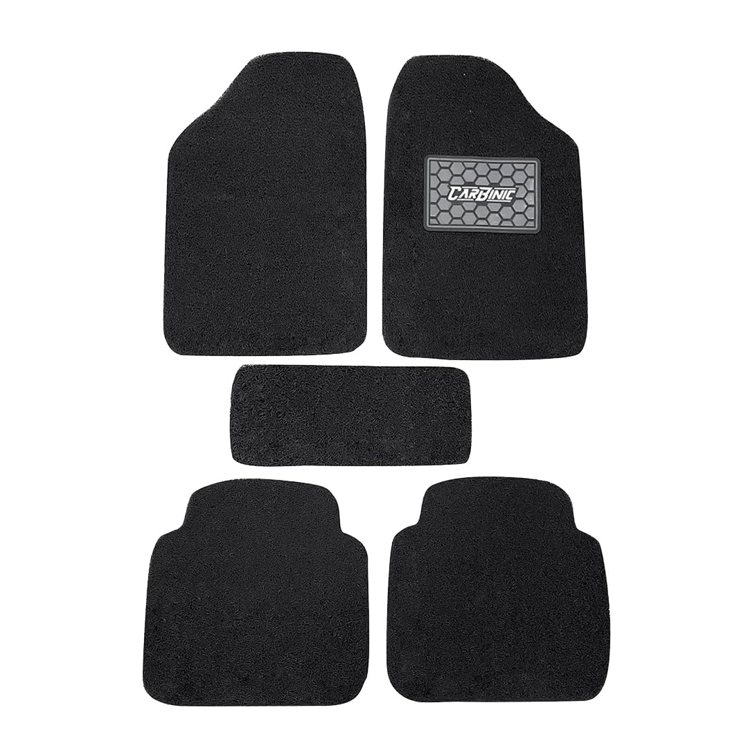 CARBINIC Anti Skid Car Mats - Universal Fit - For All Cars Curly/Noodle Car Floor Mat All Weather Pvc Car Mat Premium Vinyl Rubber Car Mats Car Accessories Set Of 5- Black