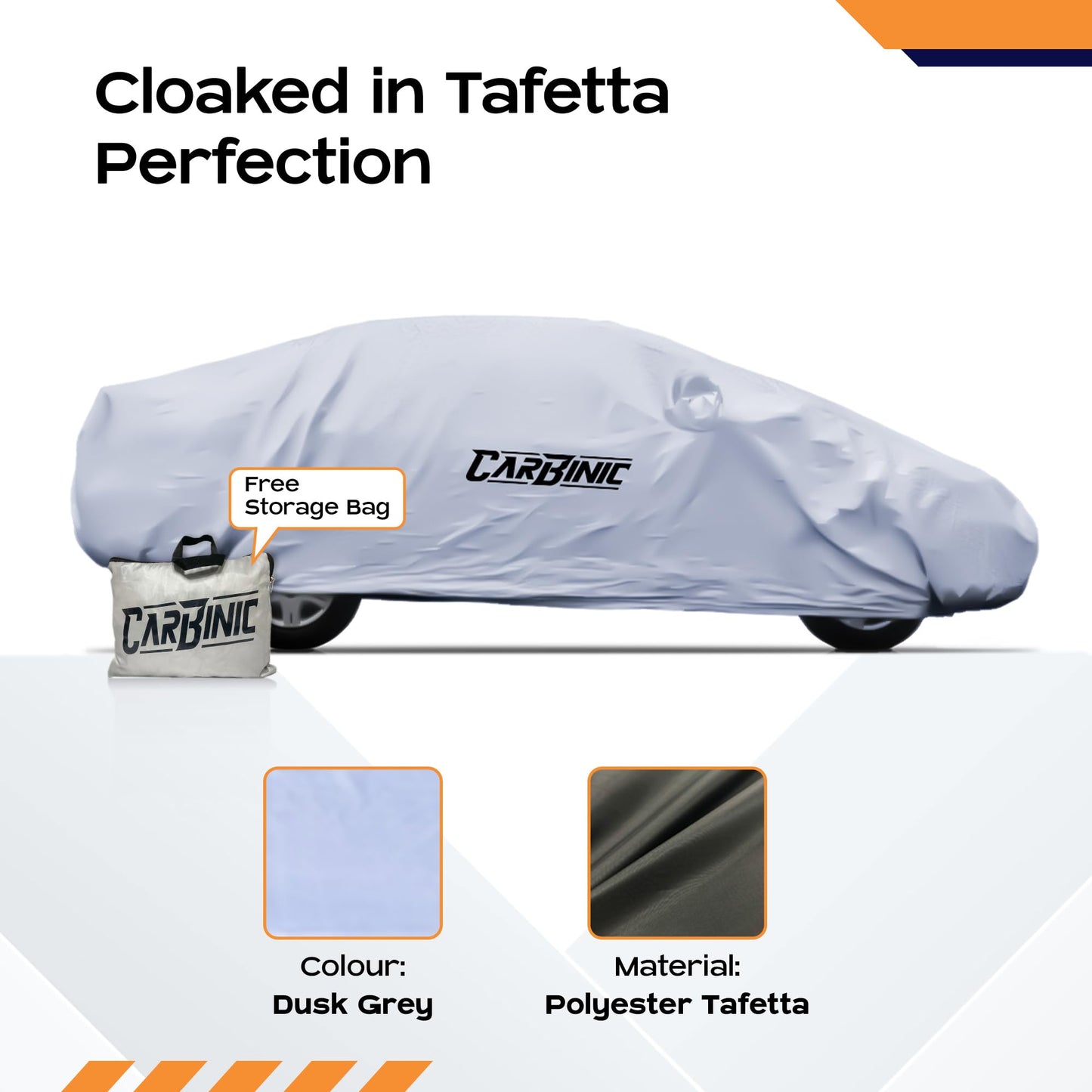 CARBINIC Car Body Cover for Hyundai Creta 2022 | Water Resistant, UV Protection Car Cover | Scratchproof Body Shield | Dustproof All-Weather Cover | Mirror Pocket & Antenna | Car Accessories, Silver