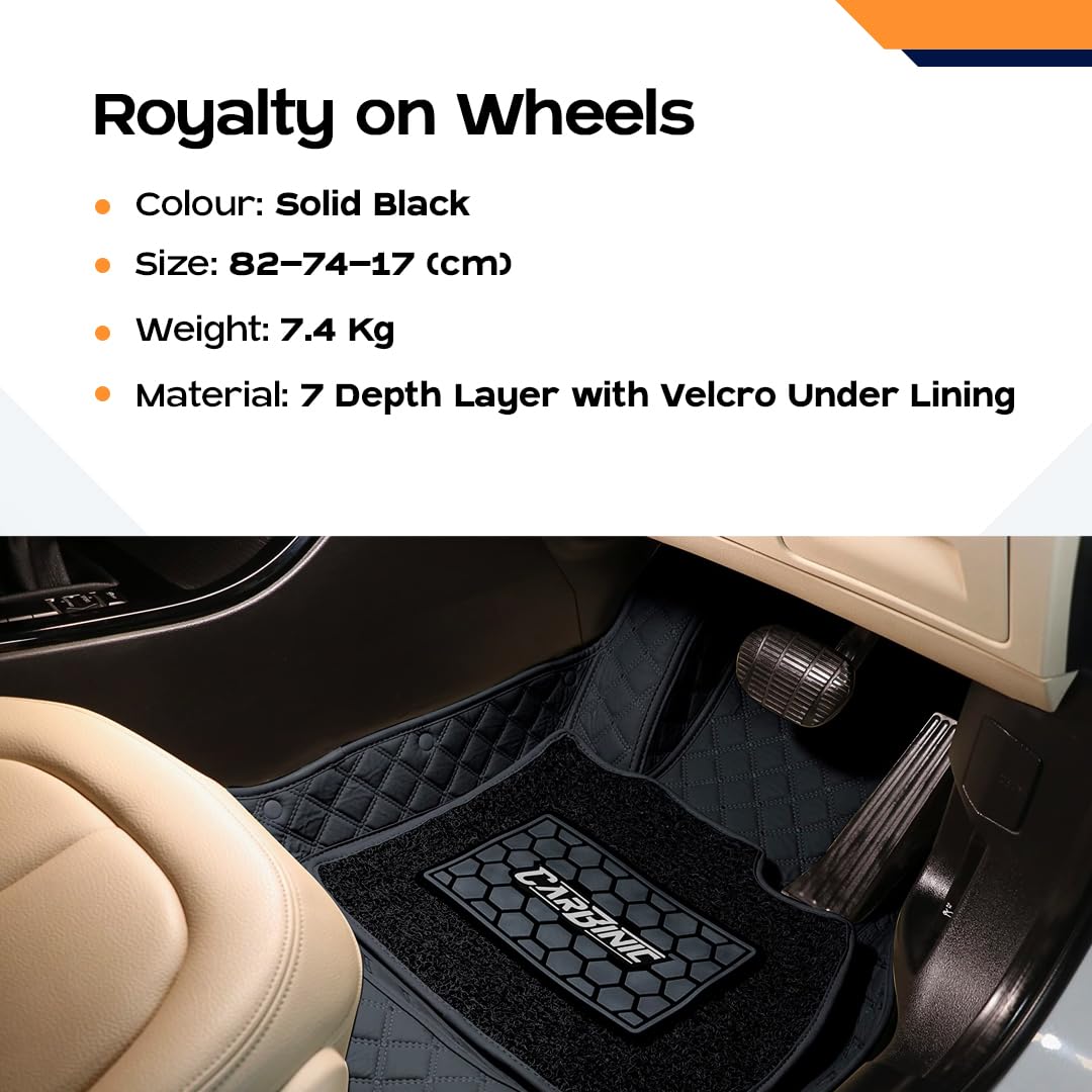 CARBINIC 7D Car Mats | Compatible for Maruti Suzuki Baleno 2020 | 7 Layer Protection Car Floor Mats Anti Skid | Car Accessories | Detachable Layer of Curly Mat | Premium Double Stitched Leather Mats