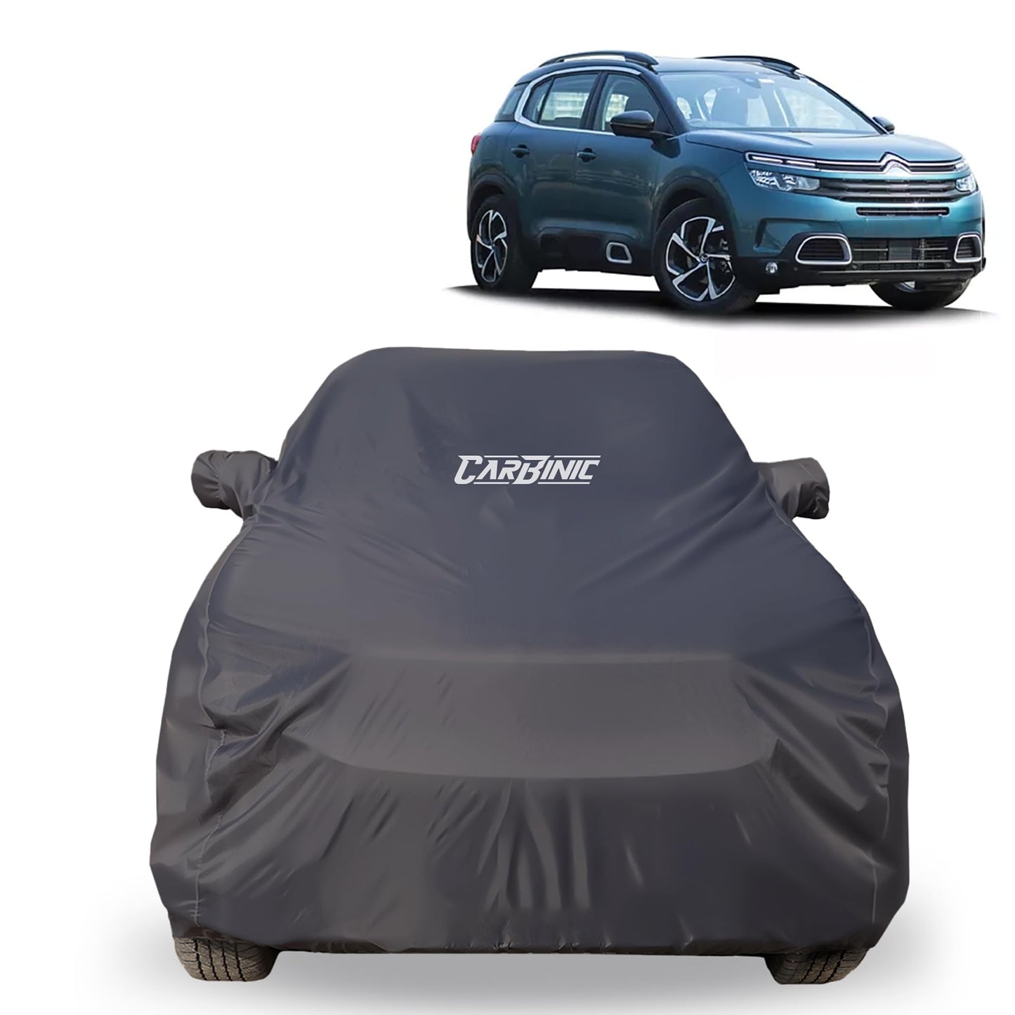 CARBINIC Car Body Cover for Citroen C5 Aircross 2021 | Water Resistan, UV Protection Car Cover | Scratchproof Body Shield Dustproof All-Weather Cover Mirror Pocket & Antenna | Car Accessories