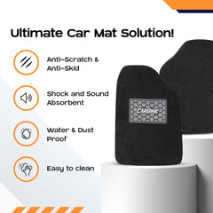 CARBINIC Anti Skid Car Mats - Universal Fit - For All Cars Curly/Noodle Car Floor Mat All Weather Pvc Car Mat Premium Vinyl Rubber Car Mats Car Accessories Set Of 5- Black