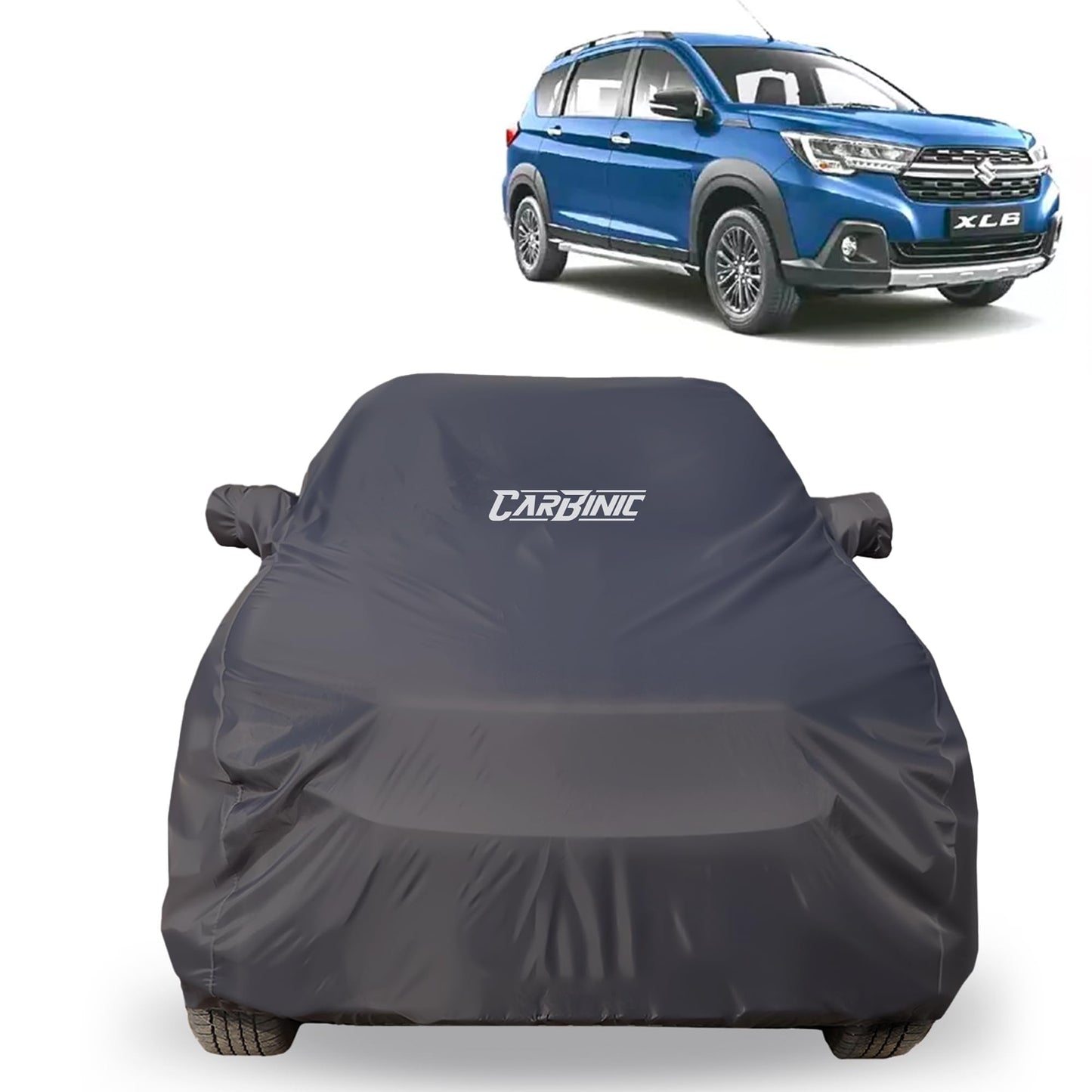 CARBINIC Car Body Cover for Maruti Suzuki XL6 2019 | Water Resistant, UV Protection Car Cover | Scratchproof Body Shield Dustproof All-Weather Cover Mirror Pocket & Antenna | Car Accessories