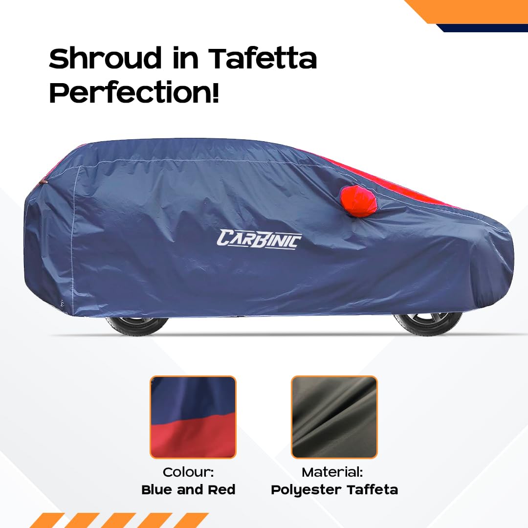 CARBINIC Car Body Cover for Hyundai Venue 2019 | Water Resistant, UV Protection Car Cover | Scratchproof Body Shield | Dustproof All-Weather Cover | Mirror Pocket & Antenna | Car Accessories, Blue Red