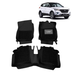 CARBINIC 7D Car Mats | Compatible for Hyundai Creta 2020 | 7-Depth Layer Protection Car Floor Mats Anti Skid | Car Accessories | Detachable Layer of Curly Mat | Premium Double Stitched Leather Mats