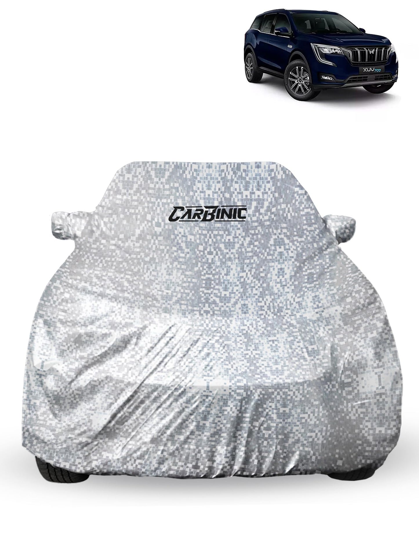 CARBINIC Waterproof Car Body Cover for Mahindra XUV700 2021 | Dustproof, UV Proof Car Cover | Car Accessories | Mirror Pockets & Antenna Triple Stitched | Double Layered Soft Cotton Lining