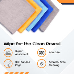CARBINIC Waffle Microfiber Cleaning Cloth | Super Absorbent Cleaning Accessories | Multipurpose Cleaning Duster for Interior & Exterior Care | Car Bike Cleaning Kit | Pack of 5, Multicolor