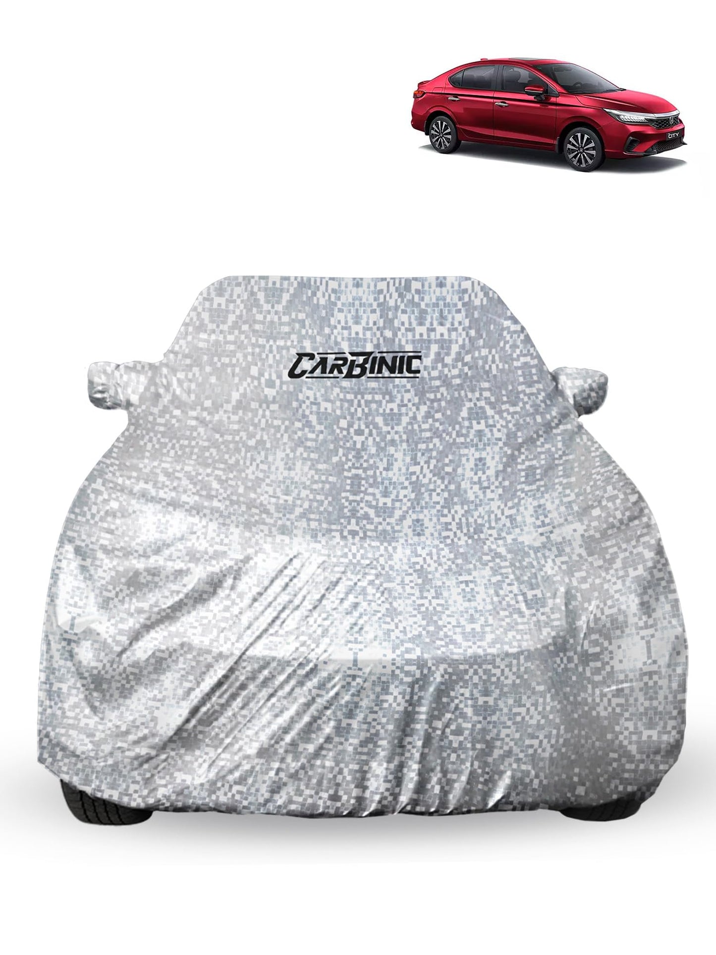 CARBINIC Car Cover for Honda City 2020 Waterproof (Tested) and Dustproof UV Heat Resistant Outdoor Protection with Triple Stitched Fully Elastic Surface