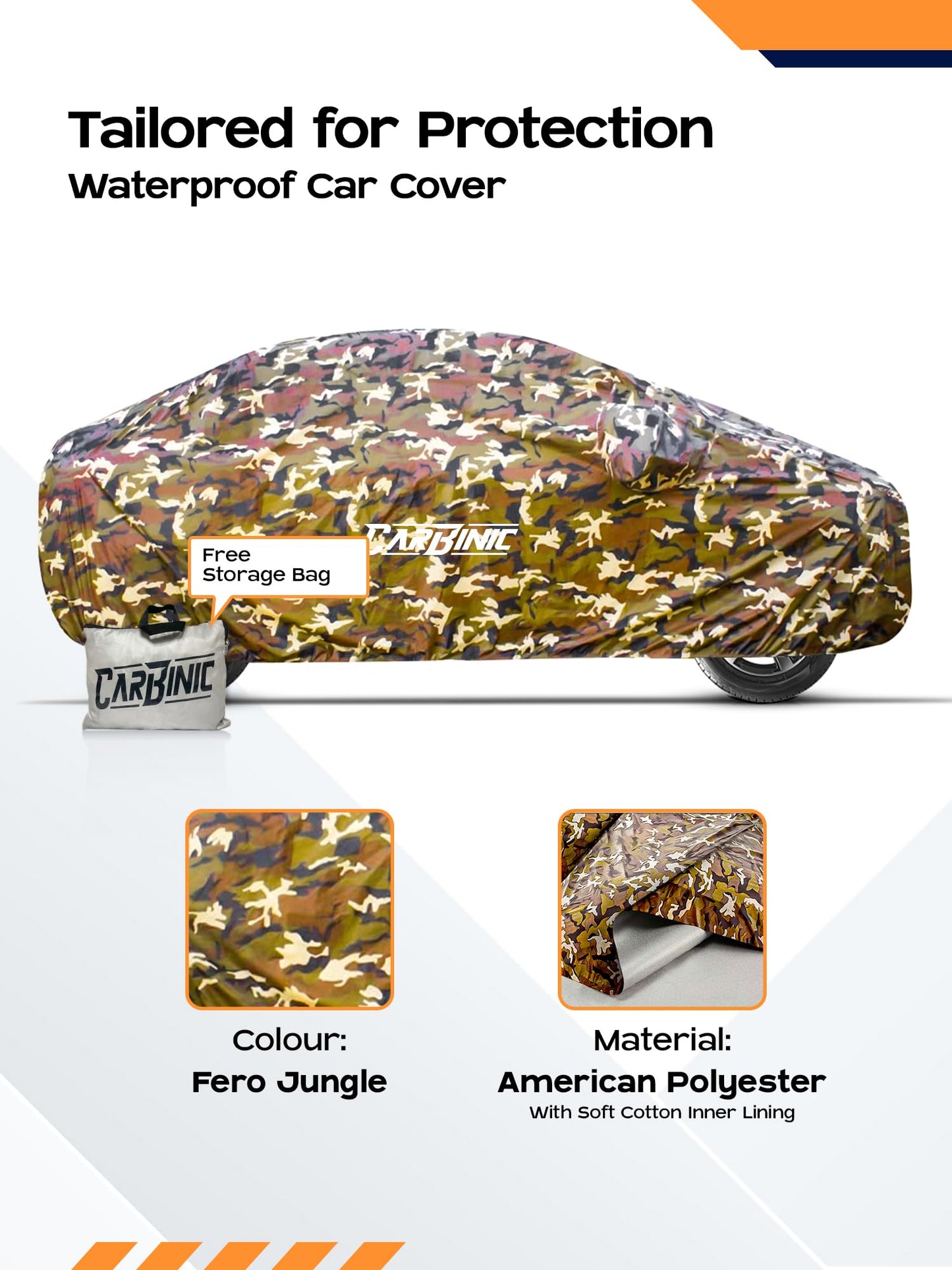 CARBINIC Waterproof Car Body Cover for Mahindra Thar 2020 | Dustproof, UV Proof Car Cover | Thar Car Accessories | Mirror Pockets & Antenna Triple Stitched | Double Layered Soft Cotton Lining, Jungle