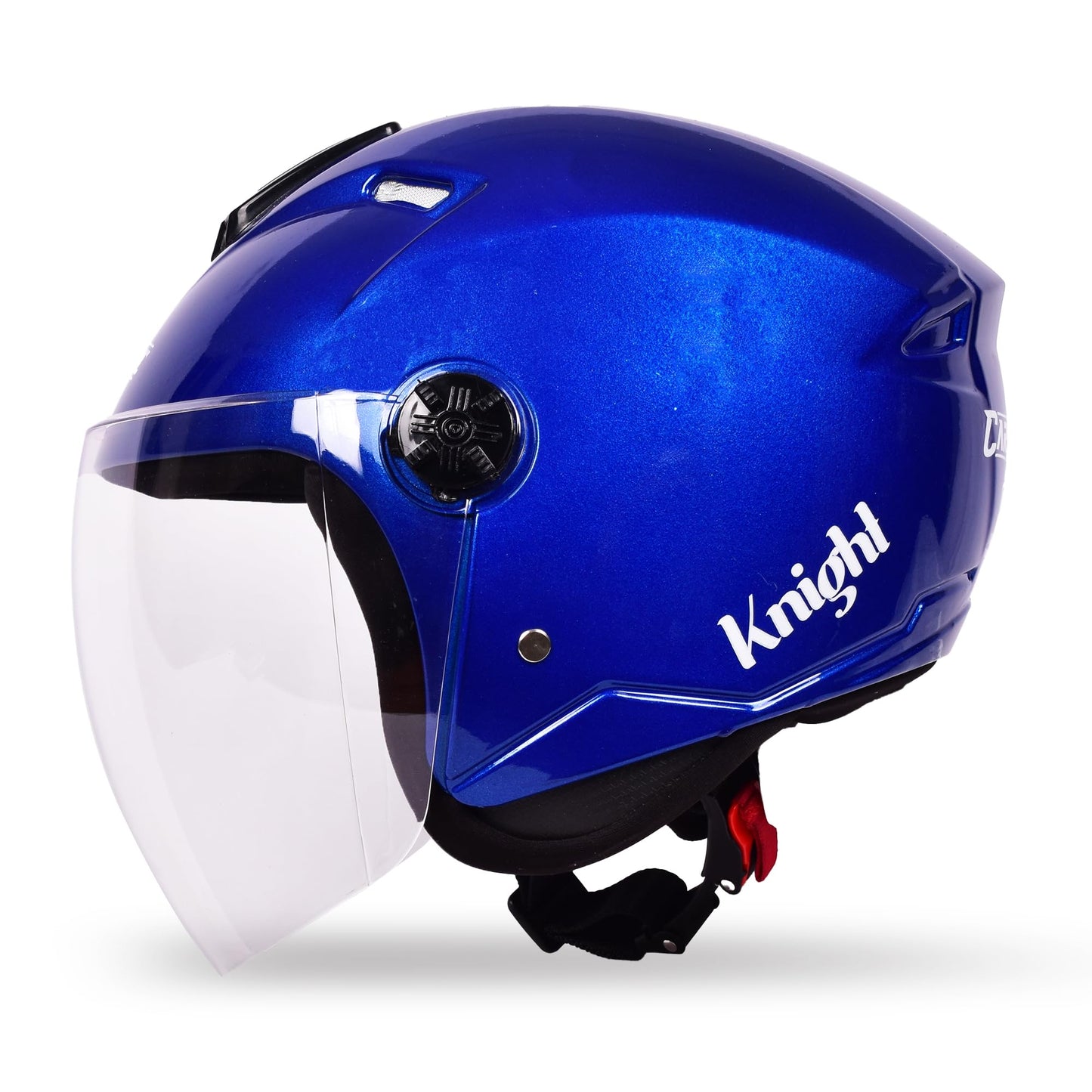 CARBINIC Knight Series Half Face Helmet for Men & Women | ISI Certified | Clear & Scratch Resistant Visor | Lightweight & Stylish | Medium | Blue