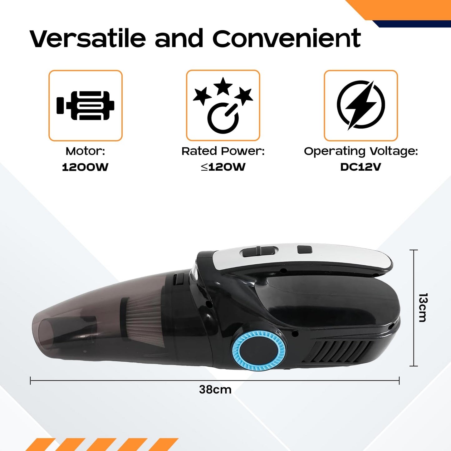 CARBINIC 4 in 1 Cordless Vacuum Cleaner for Home & Car | Built-in Torch | 4.2M Cord, 2X Powerful 6000 Pa Suction, 12V DC | Car Vacuum Cleaner Wireless & Tyre Inflator | Tire Pressure Gauge LCD Display