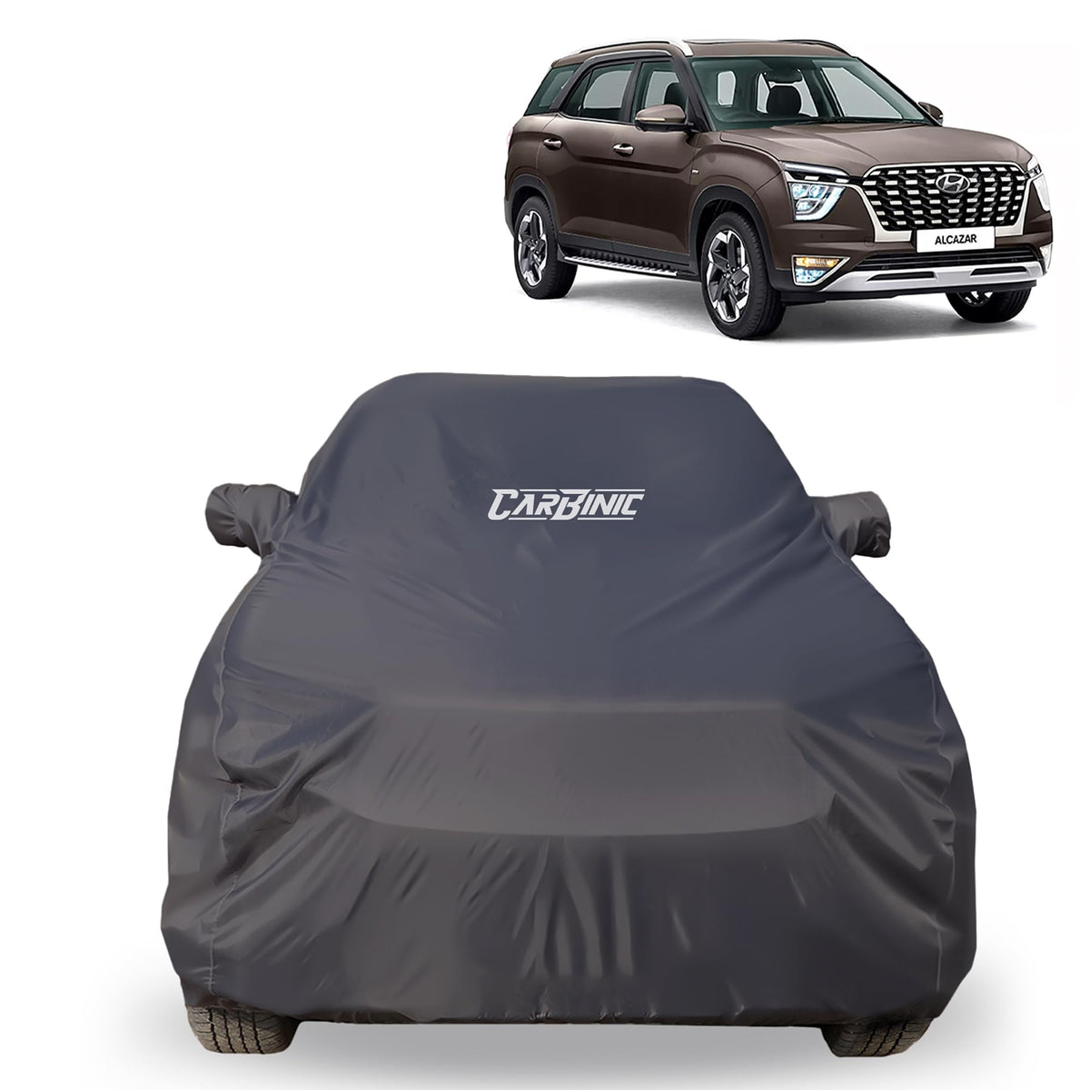 CARBINIC Car Body Cover for Mahindra Scorpio N 2022 | Water Resistant, UV Protection Car Cover | Scratchproof Body Shield | All-Weather Cover | Mirror Pocket & Antenna | Car Accessories Dusk Grey