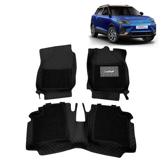 CARBINIC 7D Car Mats | Compatible for Mahindra XUV400 2023 | 7-Depth Layer Protection Car Floor Mats Anti Skid | Car Accessories | Detachable Layer of Curly Mat | Premium Double Stitched Leather Mats