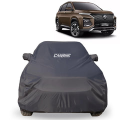 CARBINIC Car Body Cover for Tata Safari 2022 | Water Resistant, UV Protection Car Cover | Scratchproof Body Shield | All-Weather Cover | Mirror Pocket & Antenna | Car Accessories Dusk Grey