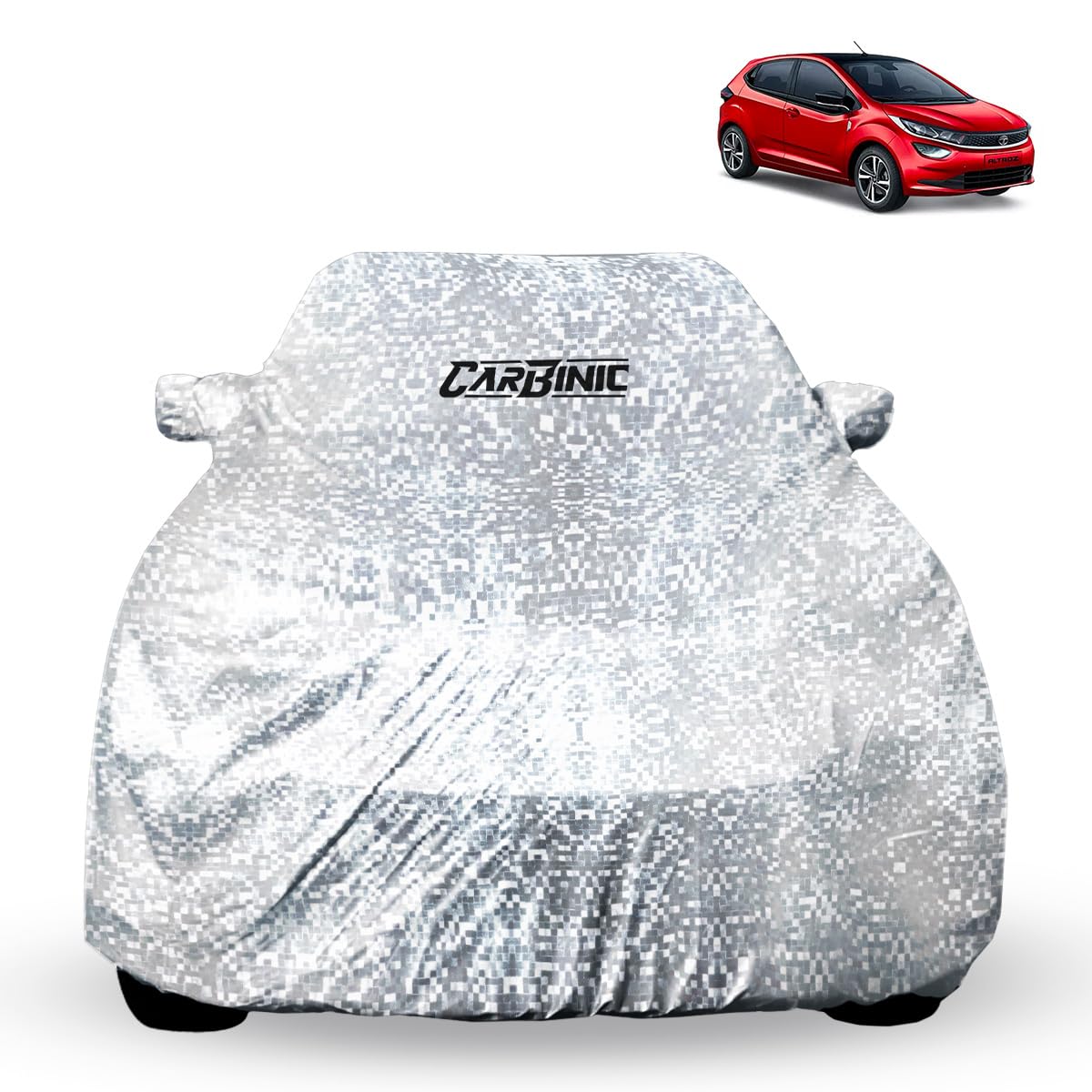 CARBINIC Waterproof Car Body Cover for Tata Altroz 2020 | Dustproof, UV Proof Car Cover | Altroz Car Accessories | Mirror Pockets & Antenna Triple Stitched | Double Layered Soft Cotton Lining, Jungle