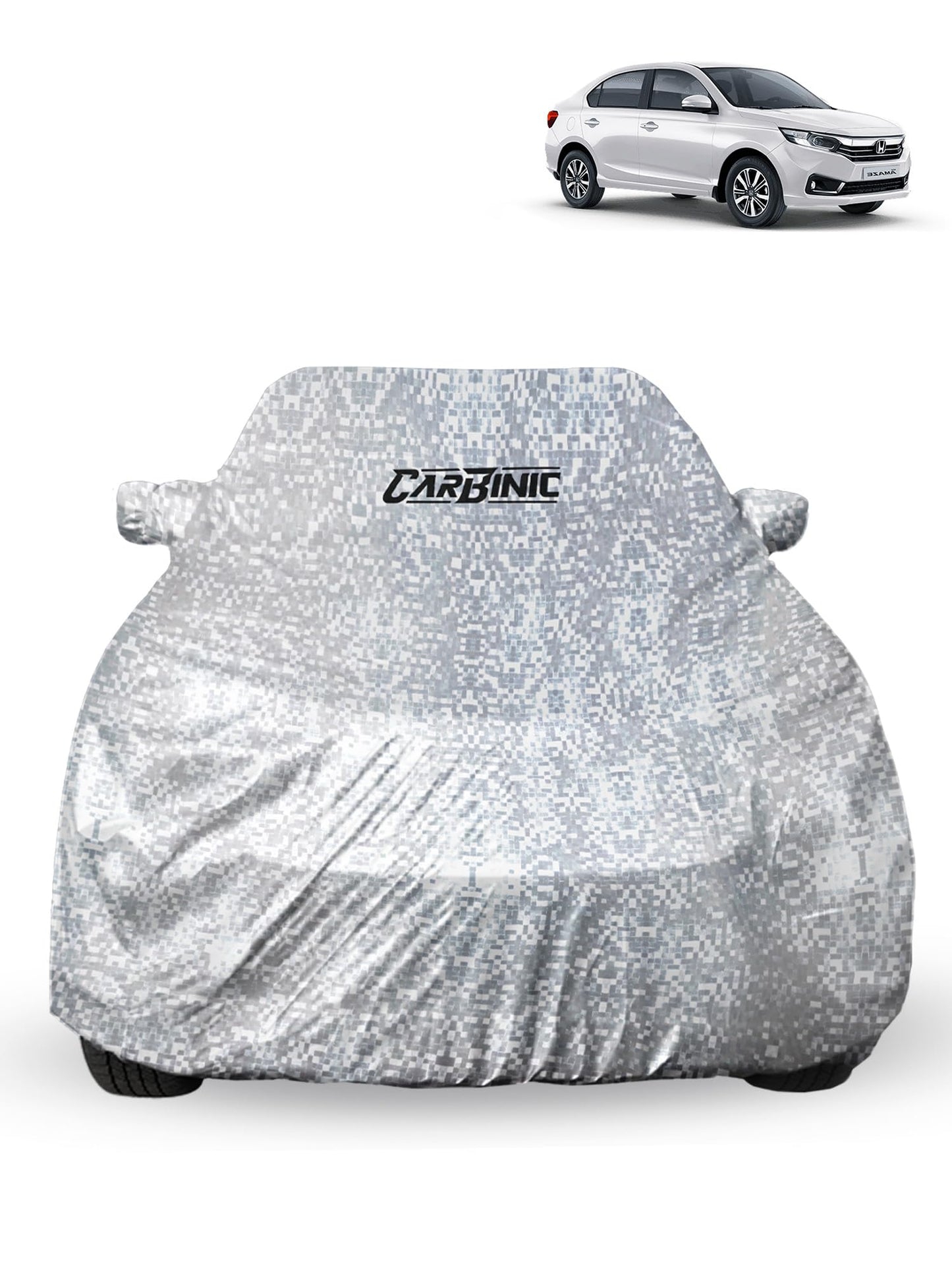 CARBINIC Waterproof Car Body Cover for Honda Amaze 2018 | Dustproof, UV Proof Car Cover | Car Accessories | Mirror Pockets & Antenna Triple Stitched | Double Layered Soft Cotton Lining