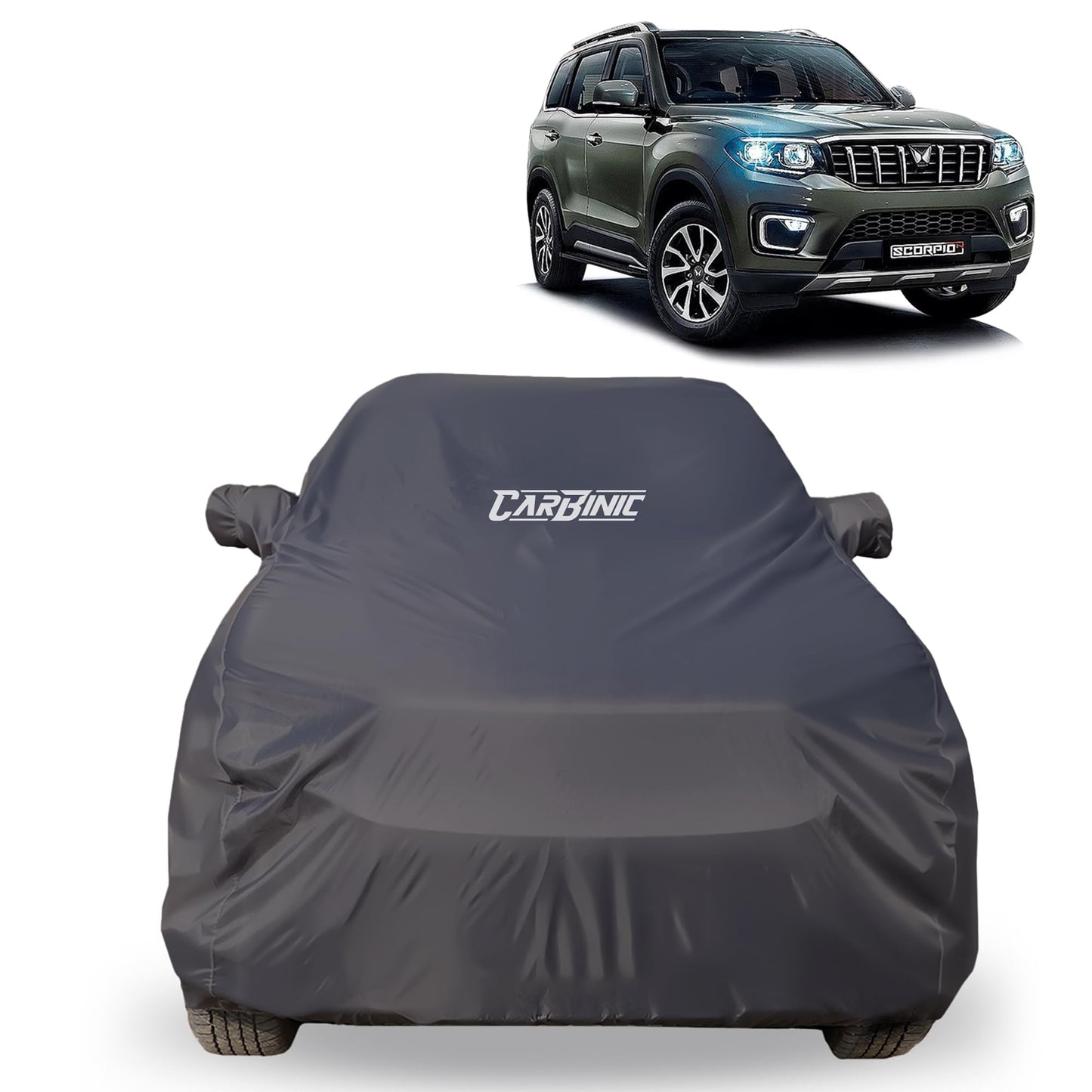 CARBINIC Car Body Cover for Mahindra Scorpio N (7Seater) 2022 |Water Resistant, UV Protection Car Cover |Scratchproof Body Shield| Dustproof All-Weather Cover| Mirror Pocket & Antenna |Car Accessories