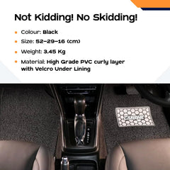 CARBINIC Anti Skid Car Mats - Universal Fit - For All Cars Curly/Noodle Car Floor Mat All Weather Pvc Car Mat Premium Vinyl Rubber Car Mats Car Accessories Set Of 5- Black