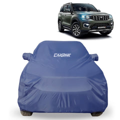 CARBINIC Car Body Cover for Mahindra Scorpio N 2022 | Water Resistant, UV Protection Car Cover | Scratchproof Body Shield | All-Weather Cover | Mirror Pocket & Antenna | Car Accessories Dusk Blue