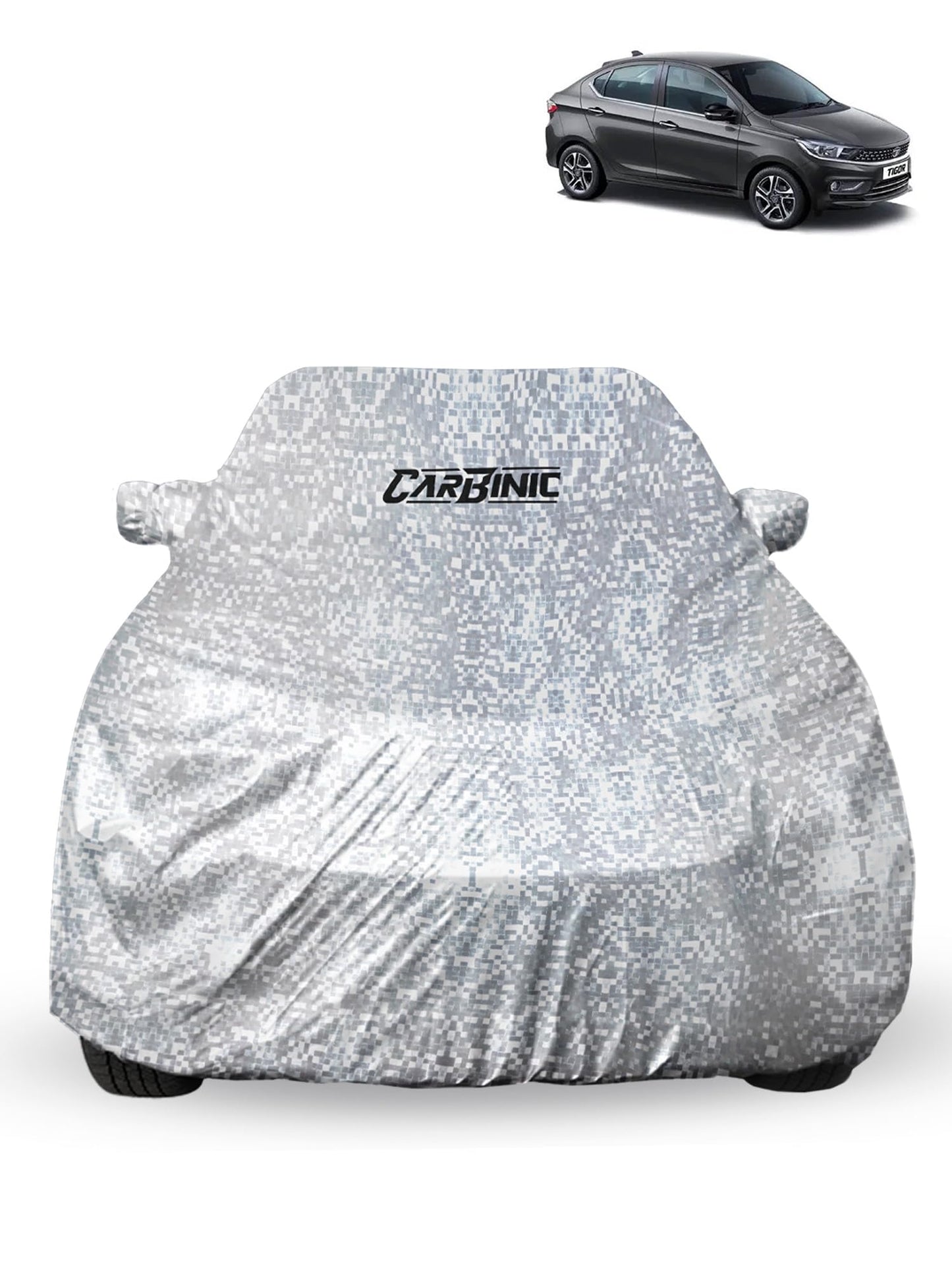 CARBINIC Waterproof Car Body Cover for Tata Tigor 2021 | Dustproof, UV Proof Car Cover | Car Accessories |Mirror Pockets & Antenna Triple Stitched | Double Layered Soft Cotton Lining