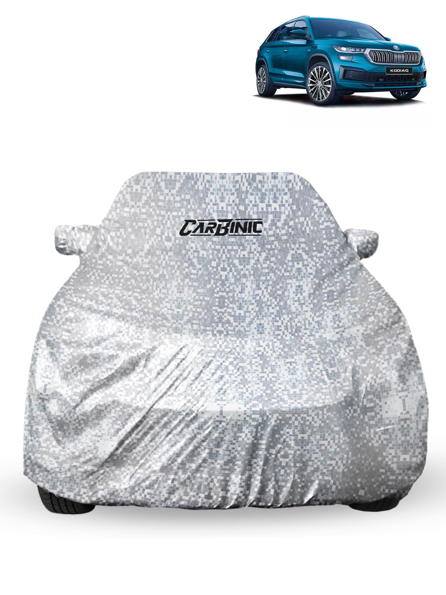 CARBINIC Waterproof Car Body Cover for Skoda Kodiaq 2022 | Dustproof, UV Proof Car Cover | Car Accessories | Mirror Pockets & Antenna Triple Stitched | Double Layered Soft Cotton Lining