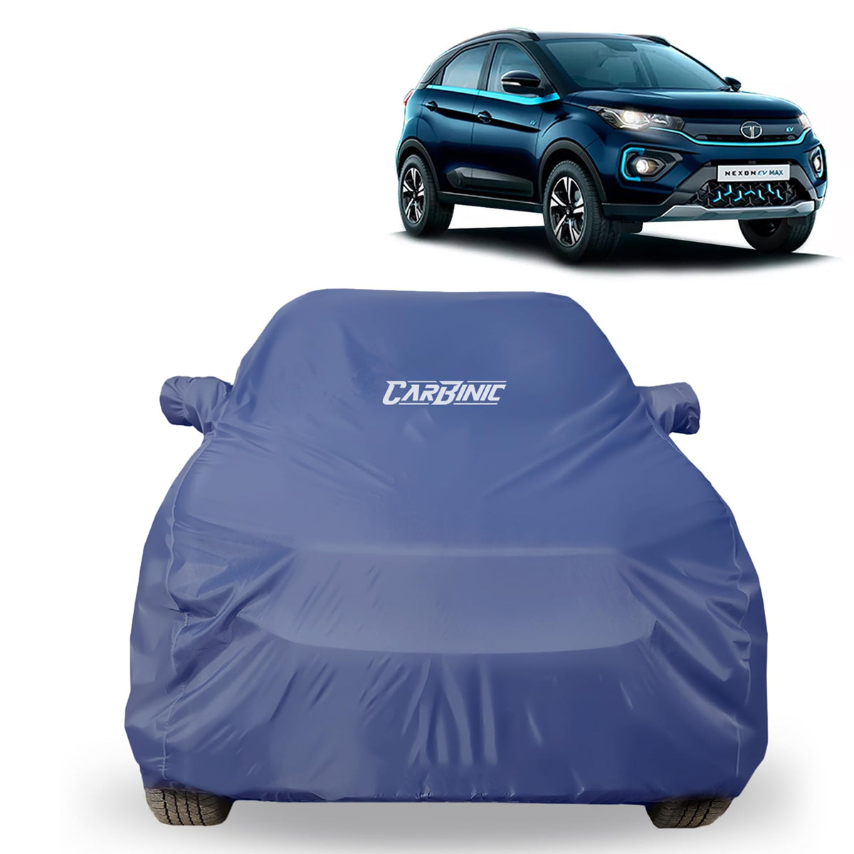 CARBINIC Car Body Cover for Mahindra XUV500 2016 | Water Resistant, UV Protection Car Cover | Scratchproof Body Shield | All-Weather Cover | Mirror Pocket & Antenna | Car Accessories Dusk Blue