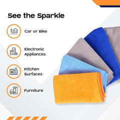 CARBINIC Waffle Microfiber Cleaning Cloth | Super Absorbent Cleaning Accessories | Multipurpose Cleaning Duster for Interior & Exterior Care | Car Bike Cleaning Kit | Pack of 5, Multicolor