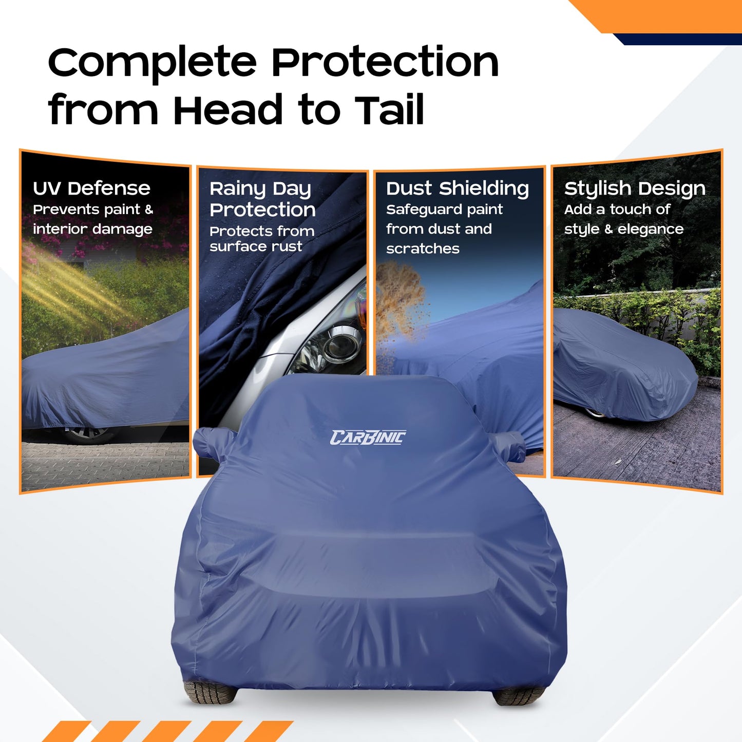 CARBINIC Car Body Cover for Mahindra XUV700 2021 | Water Resistant, UV Protection Car Cover | Scratchproof Body Shield | Dustproof All-Weather Cover | Mirror Pocket & Antenna | Car Accessories