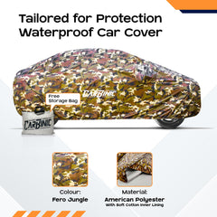 CARBINIC Waterproof Car Body Cover for Hyundai Creta 2022 | Dustproof, UV Proof Car Cover | Creta Car Accessories | Mirror Pockets & Antenna Triple Stitched | Double Layered Soft Cotton Lining, Jungle