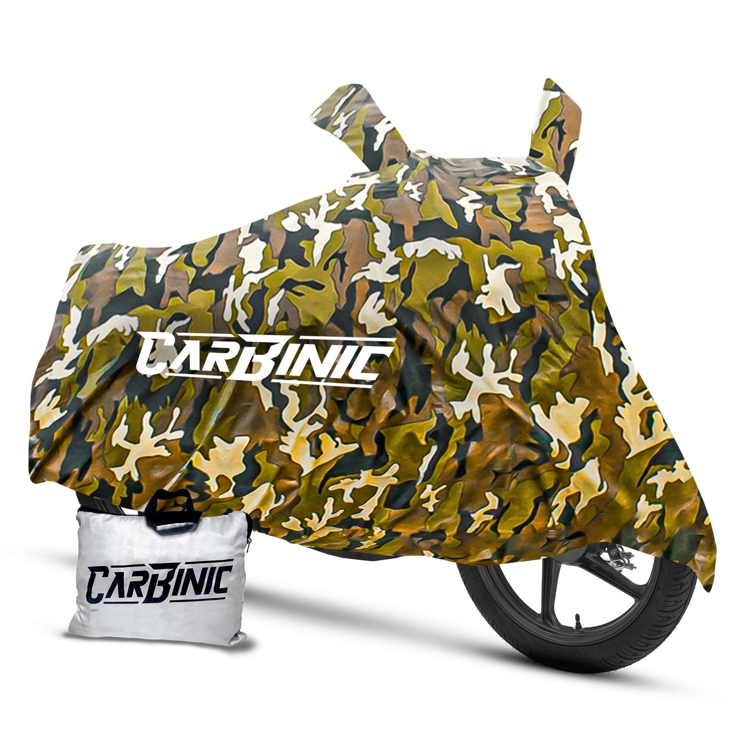 CARBINIC Waterproof Bike Cover | Yamaha Suzuki Splendor Pulsar Bike Cover | Dustproof Washable Bike Accessories | UV Proof Scratchproof with Mirror Pocket Cover | Jungle