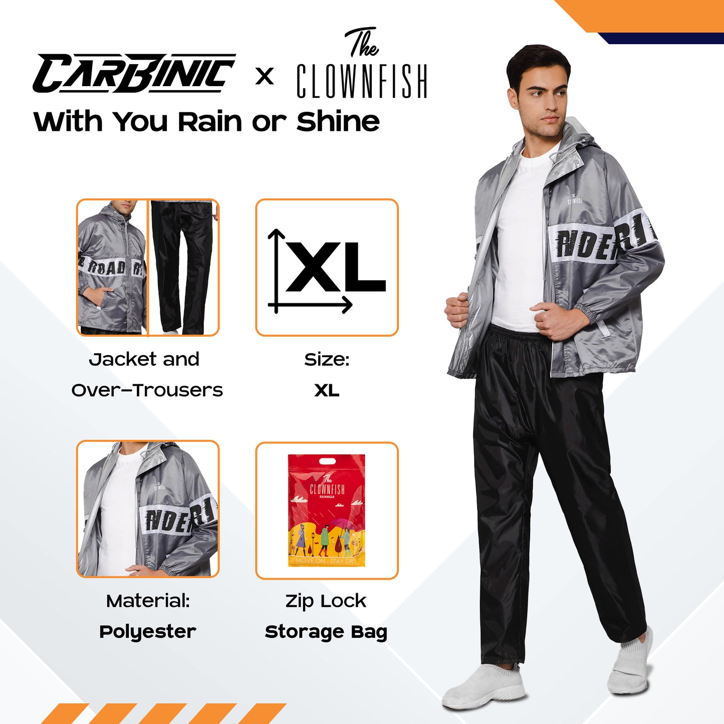 Carbinic Roadrider rainwear - practical inner mobile pocket