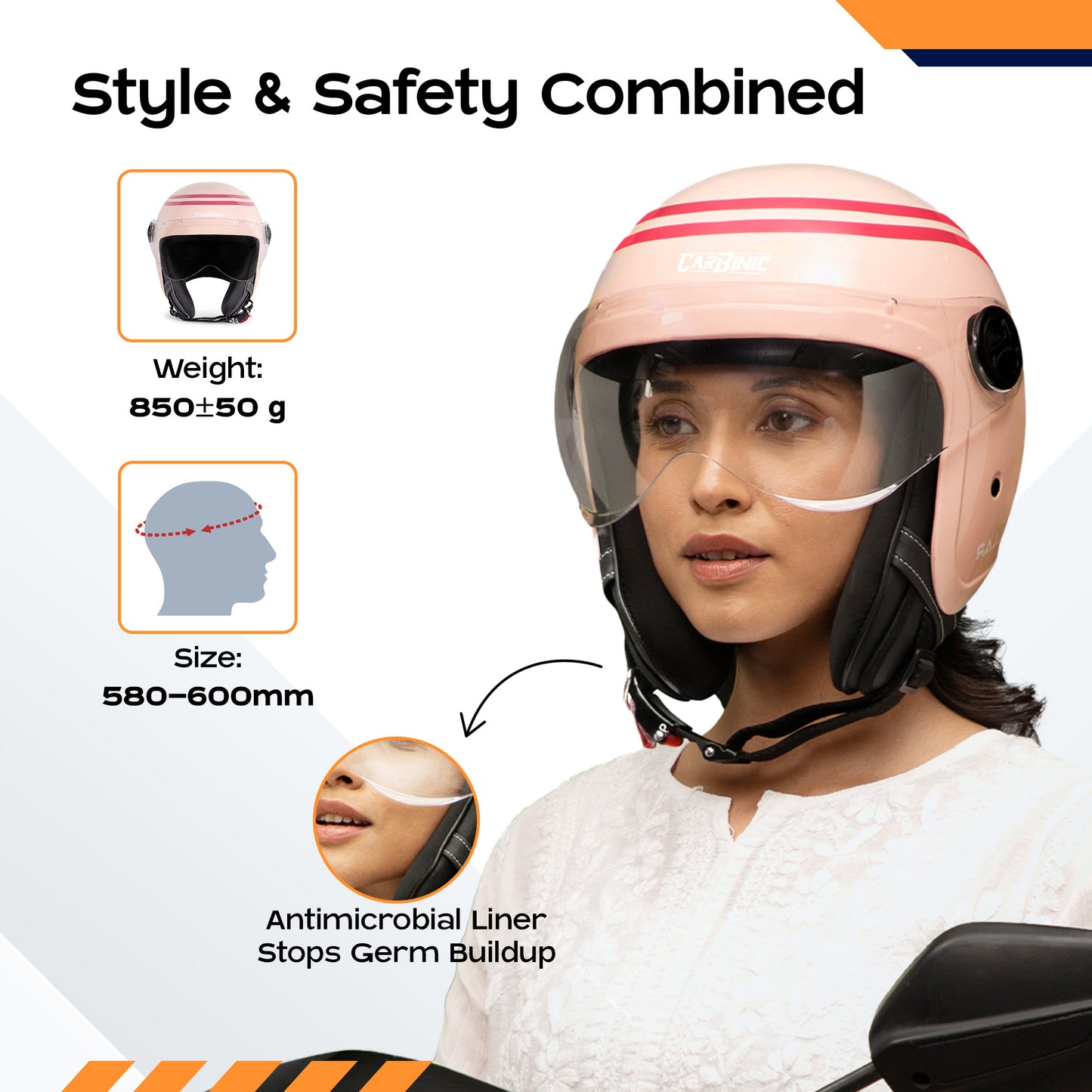 Carbinic open face helmet - ISI certified protective gear