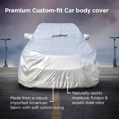 CARBINIC Car Cover for Toyota Glanza 2022 Waterproof (Tested) and Dustproof Custom Fit UV Heat Resistant Outdoor Protection with Triple Stitched Fully Elastic Surface (Silver)