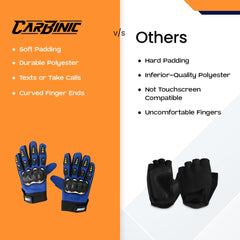 CARBINIC Full Finger Bike Riding Gloves - Polyester, Touch Screen Sensitive, Off-Road Protection for New Age Commuters (XL, Blue, Biking & Cycling) (XL, Blue)