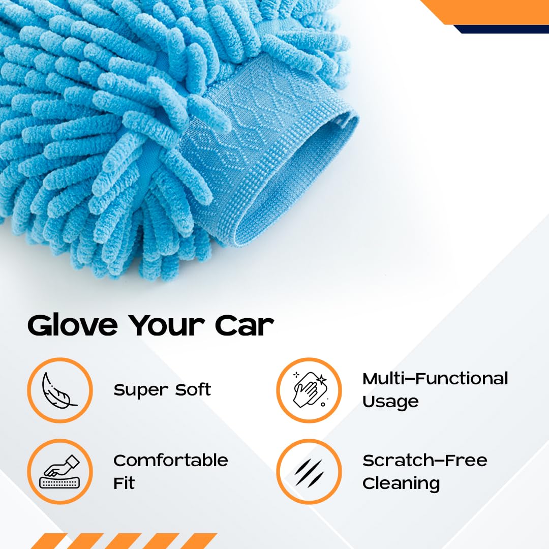 MOMENTUM BRANDS Automotive Chenille Microfiber Wash Mitt (GREEN) 2 Pack