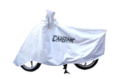 CARBINIC Water Resistant Bike Cover | Enfield Classic Kawaski Ninja KTM Suzuki Benelli | Two Wheeler Bike Cover | Dustproof Bike Accessories | UV Proof Scratchproof with Mirror Pocket | Silver