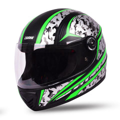 CARBINIC Nickel Series Full Face Helmet for Men & Women | ISI Certified | Clear & Scratch Resistant Visor | Lightweight & Stylish | Medium | Green Graphic