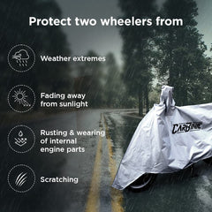 CARBINIC Bike Cover - Universal | Water Resistant (Tested) and Dustproof UV Protection for All Two Wheeler (Bikes/Scooty) with Carry Bag & Mirror Pockets | Solid Grey