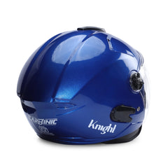 CARBINIC Knight Series Half Face Helmet for Men & Women | ISI Certified | Clear & Scratch Resistant Visor | Lightweight & Stylish | Medium | Blue